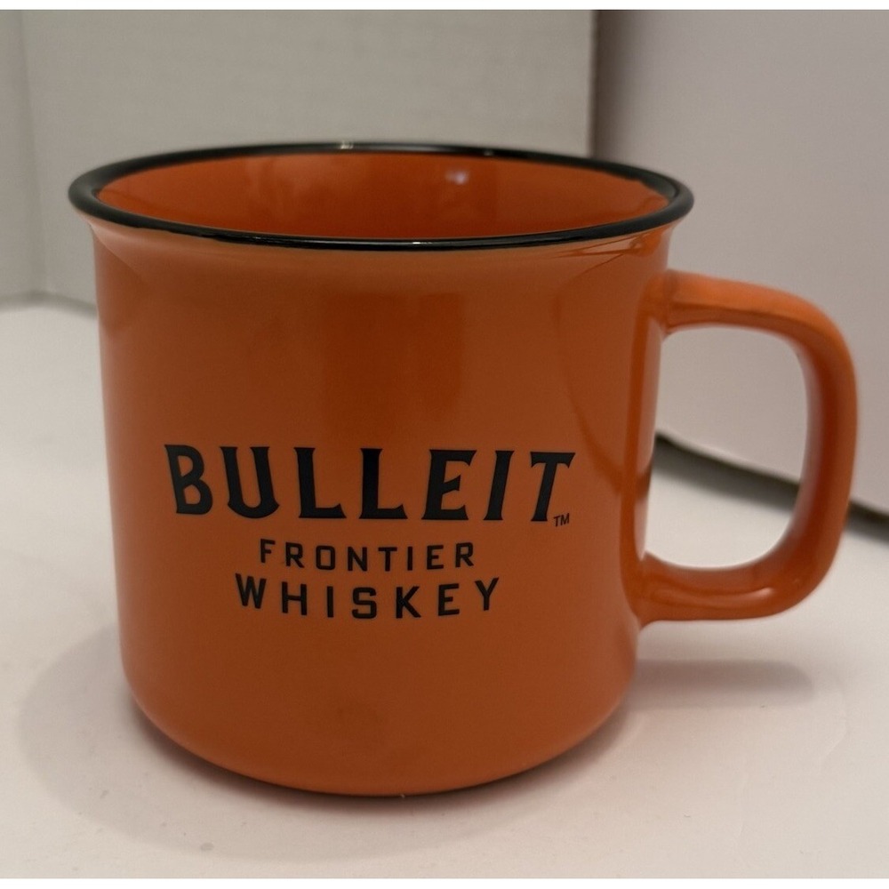 Bulleit Frontier‎ Bourbon Whiskey Orange Ceramic Cup Coffee Mug Collectable